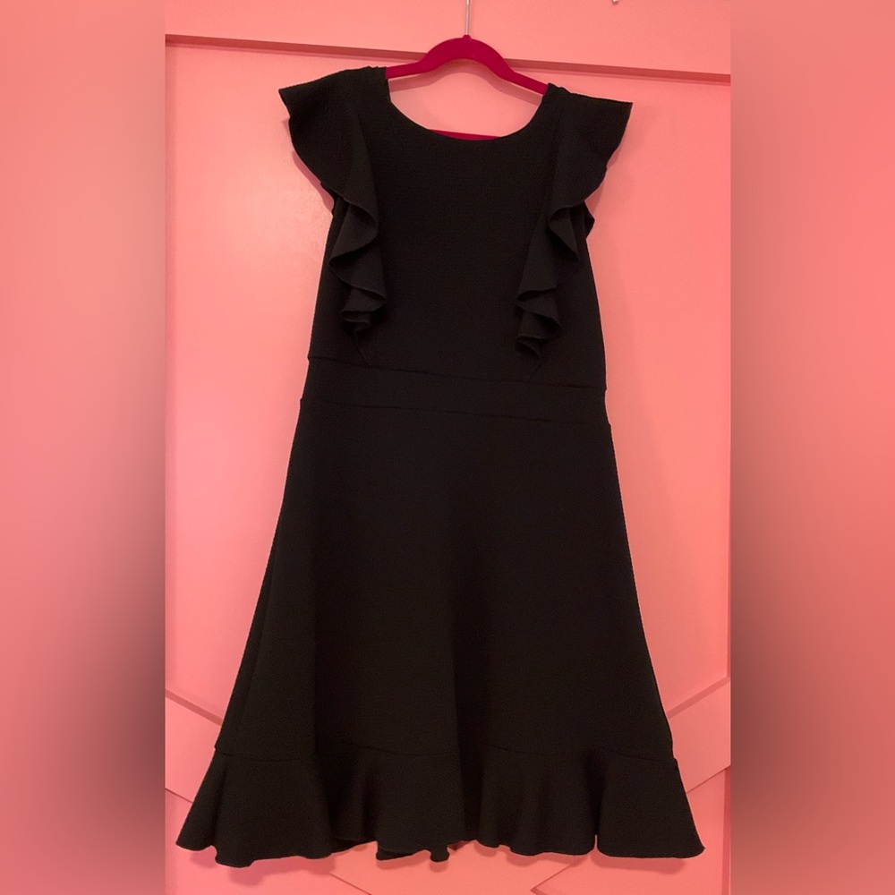 Zunie Black SS Dress w/ Ruffles Size 16 like new has been worn once